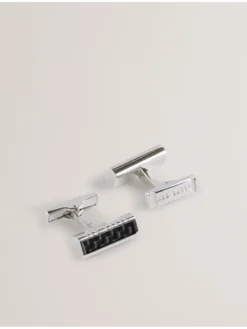 Carbon Fibre Bar Metal Cufflinks