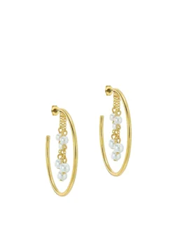 Cascade Hoop Pearl Earrings
