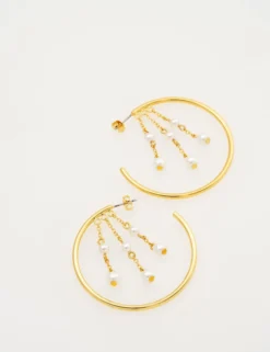 Cascade Hoop Pearl Earrings