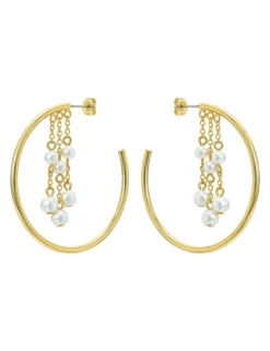 Cascade Hoop Pearl Earrings