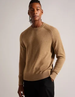 Cashmere Cable Detail Crew Neck Jumper