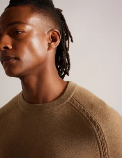 Cashmere Cable Detail Crew Neck Jumper