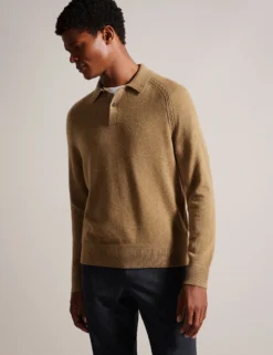 Cashmere Knit Long Sleeve Polo Top