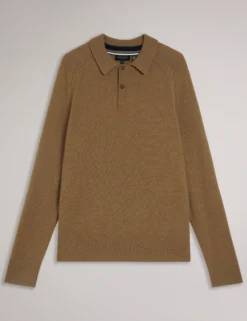 Cashmere Knit Long Sleeve Polo Top