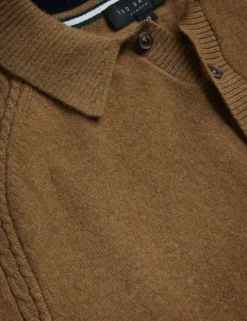 Cashmere Knit Long Sleeve Polo Top