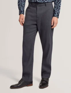 Checked Linen Blend Regular Fit Trousers