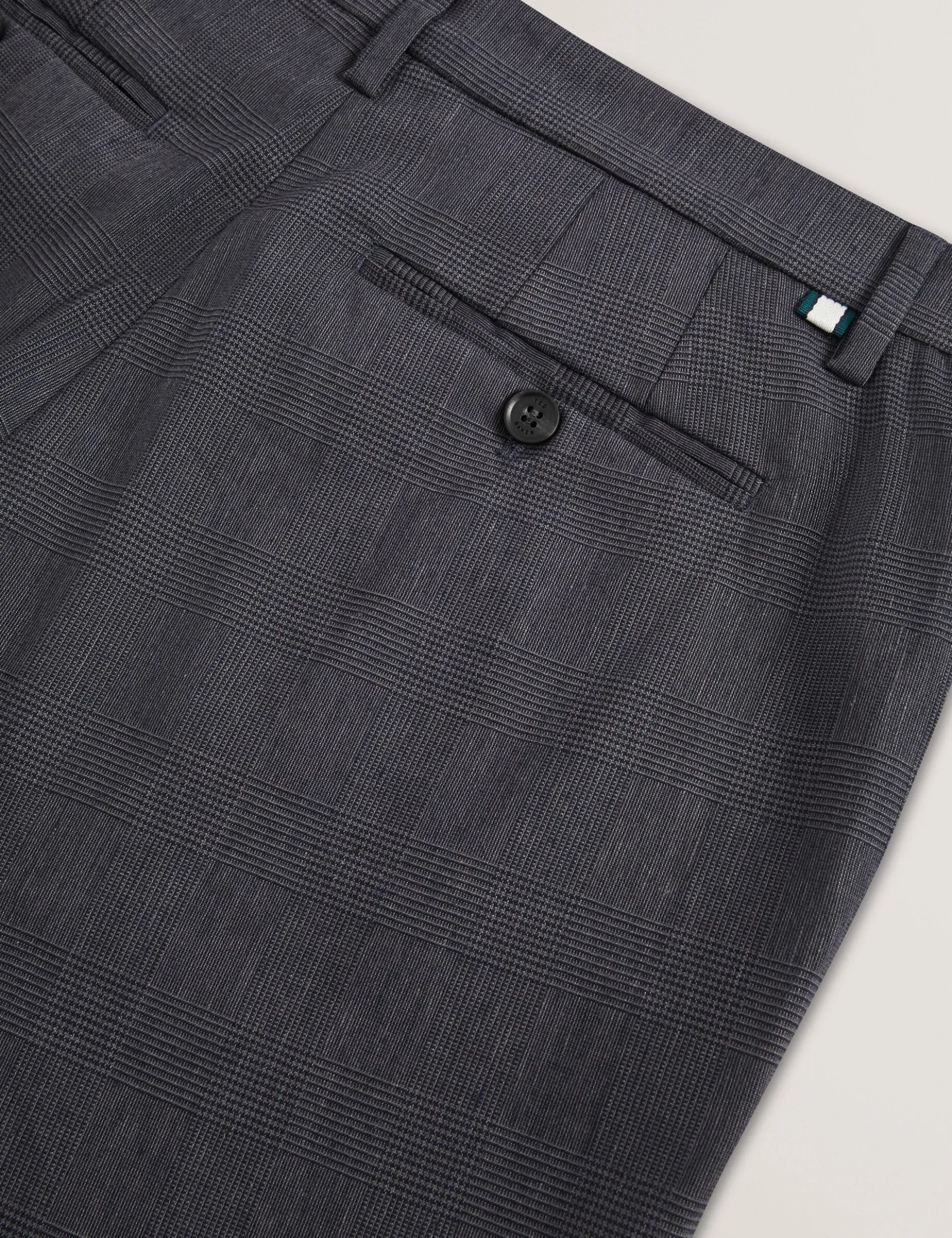 Checked Linen Blend Regular Fit Trousers