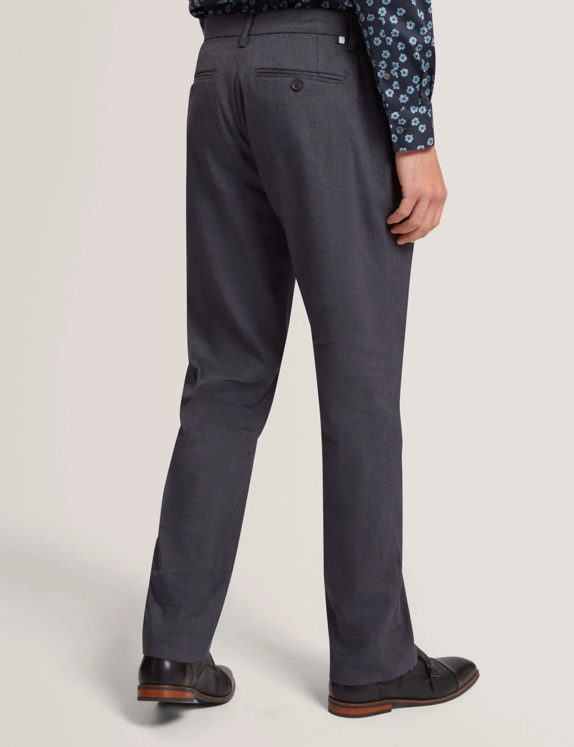 Checked Linen Blend Regular Fit Trousers