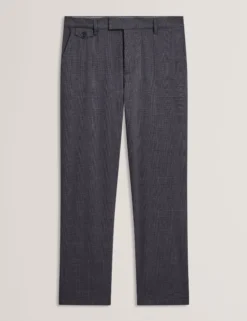 Checked Linen Blend Regular Fit Trousers