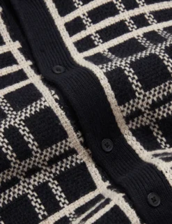 Check Print Button-Through Knit Polo