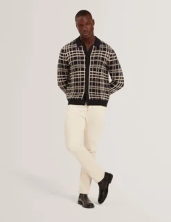 Check Print Button-Through Knit Polo