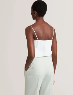 Chiffon Detail V-Neck Strappy Cami Top