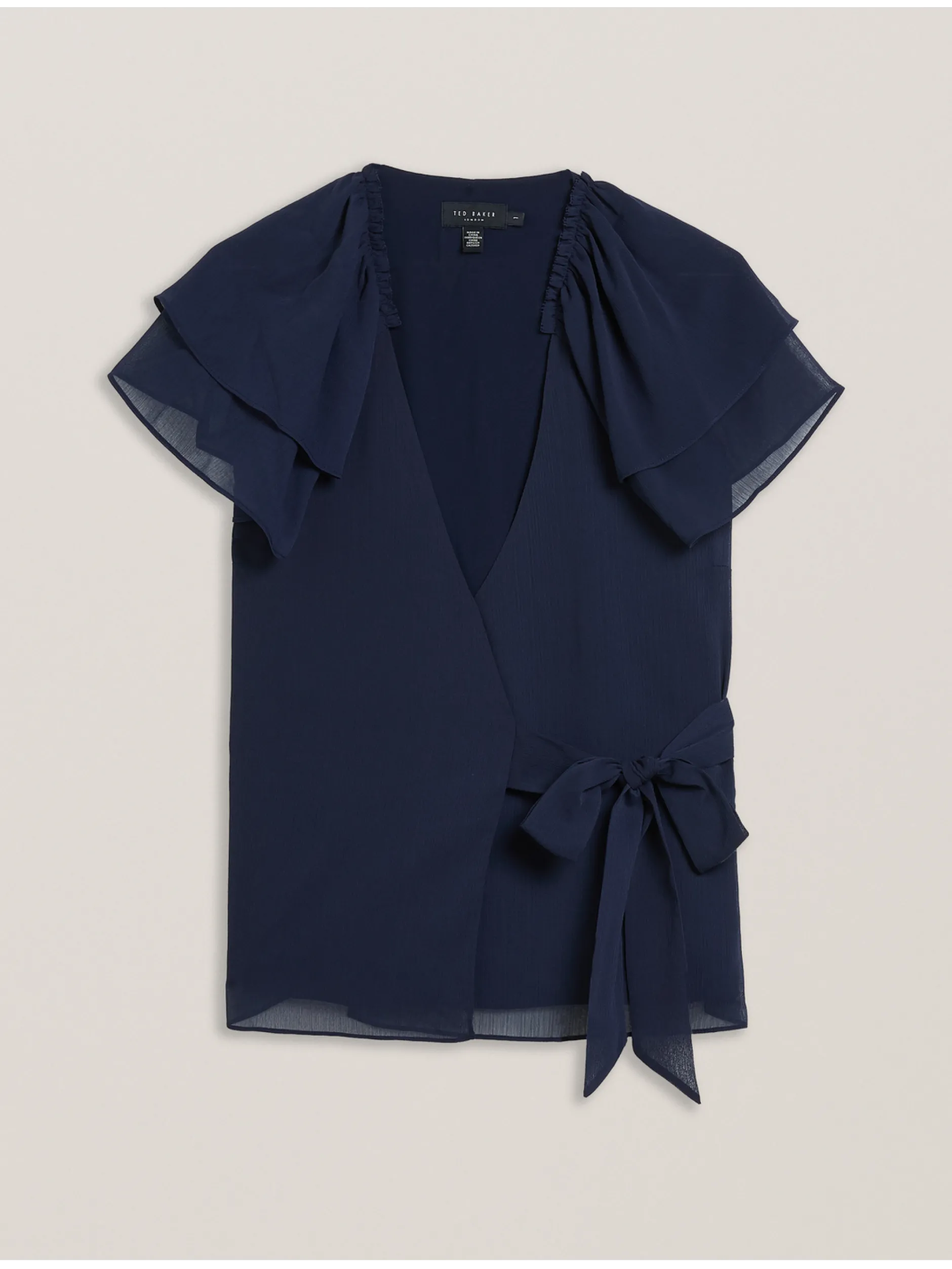 Chiffon Frill Short Sleeve Wrap Top