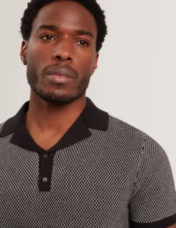 Contrast Stitch Knit Cotton Polo Shirt