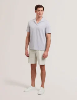 Cotton Linen Open Neck Polo Shirt