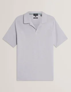 Cotton Linen Open Neck Polo Shirt