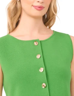 Crew Neck Button Down With Novelty Button