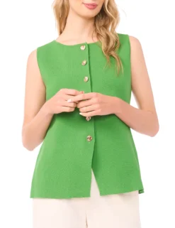 Crew Neck Button Down With Novelty Button