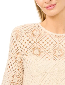 Crochet Knit Boxy Short Sleeve Top