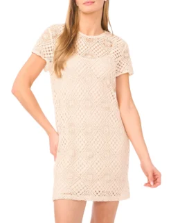 Crochet Knit Short Sleeve T-Shirt Dress