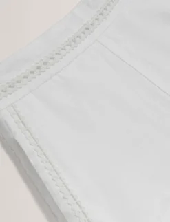 Crochet Trim High Waisted Linen Shorts