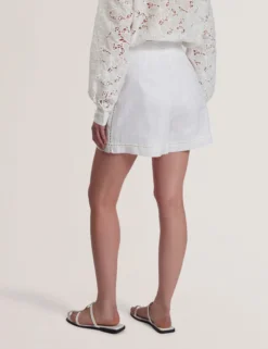 Crochet Trim High Waisted Linen Shorts
