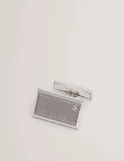 Crystal Detail Brushed Metal Cufflinks
