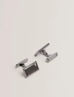 Crystal Detail Brushed Metal Cufflinks