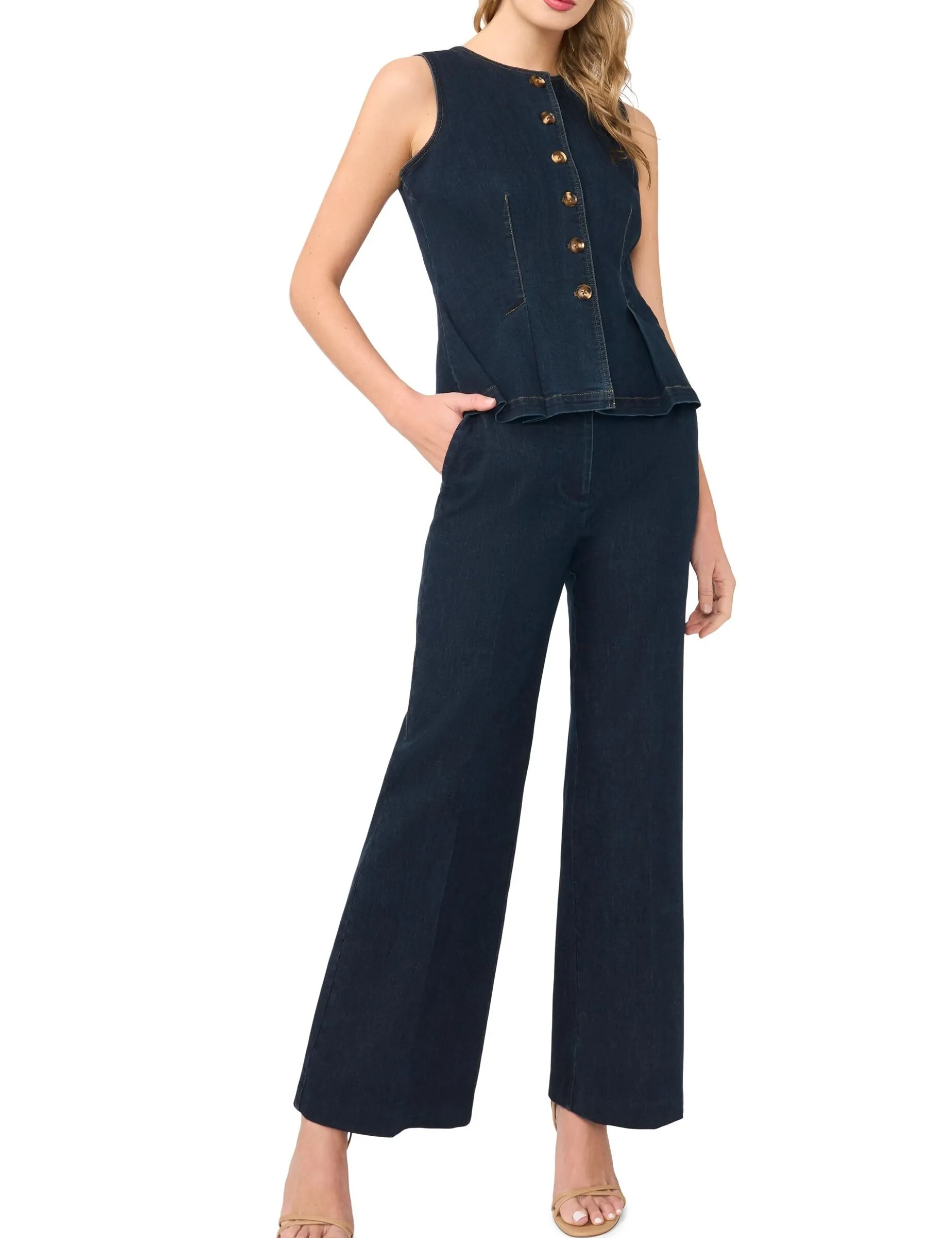 Dark Rinse Smart Wide Leg Jeans