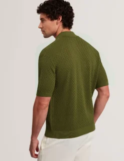 Diamond Crochet Knit Short Sleeve Shirt
