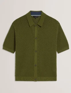 Diamond Crochet Knit Short Sleeve Shirt