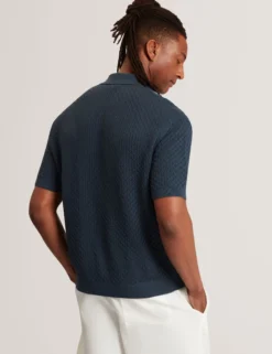 Diamond Crochet Knit Short Sleeve Shirt