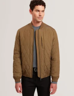 Diamond Quilted Zip Bomber Jacket
