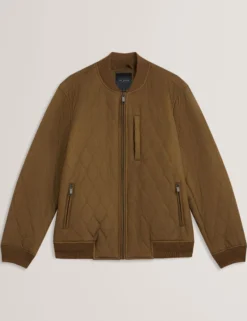 Diamond Quilted Zip Bomber Jacket