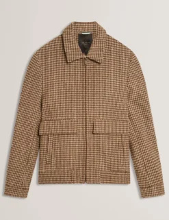 Dogtooth Check Wool Harrington Jacket