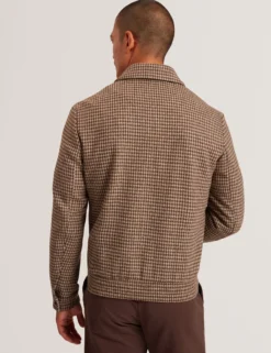 Dogtooth Check Wool Harrington Jacket