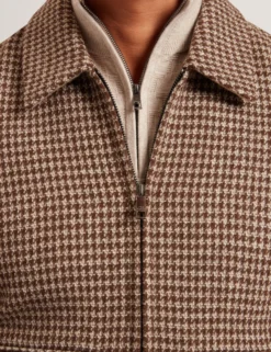 Dogtooth Check Wool Harrington Jacket
