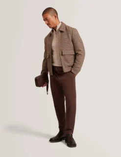 Dogtooth Check Wool Harrington Jacket