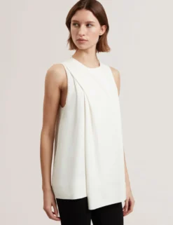 Draped Front Asymmetric Sleeveless Top