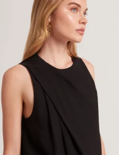 Draped Front Asymmetric Sleeveless Top