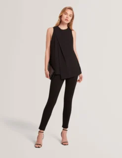 Draped Front Asymmetric Sleeveless Top