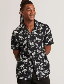Duck Print Cotton Short Sleeve Shirt