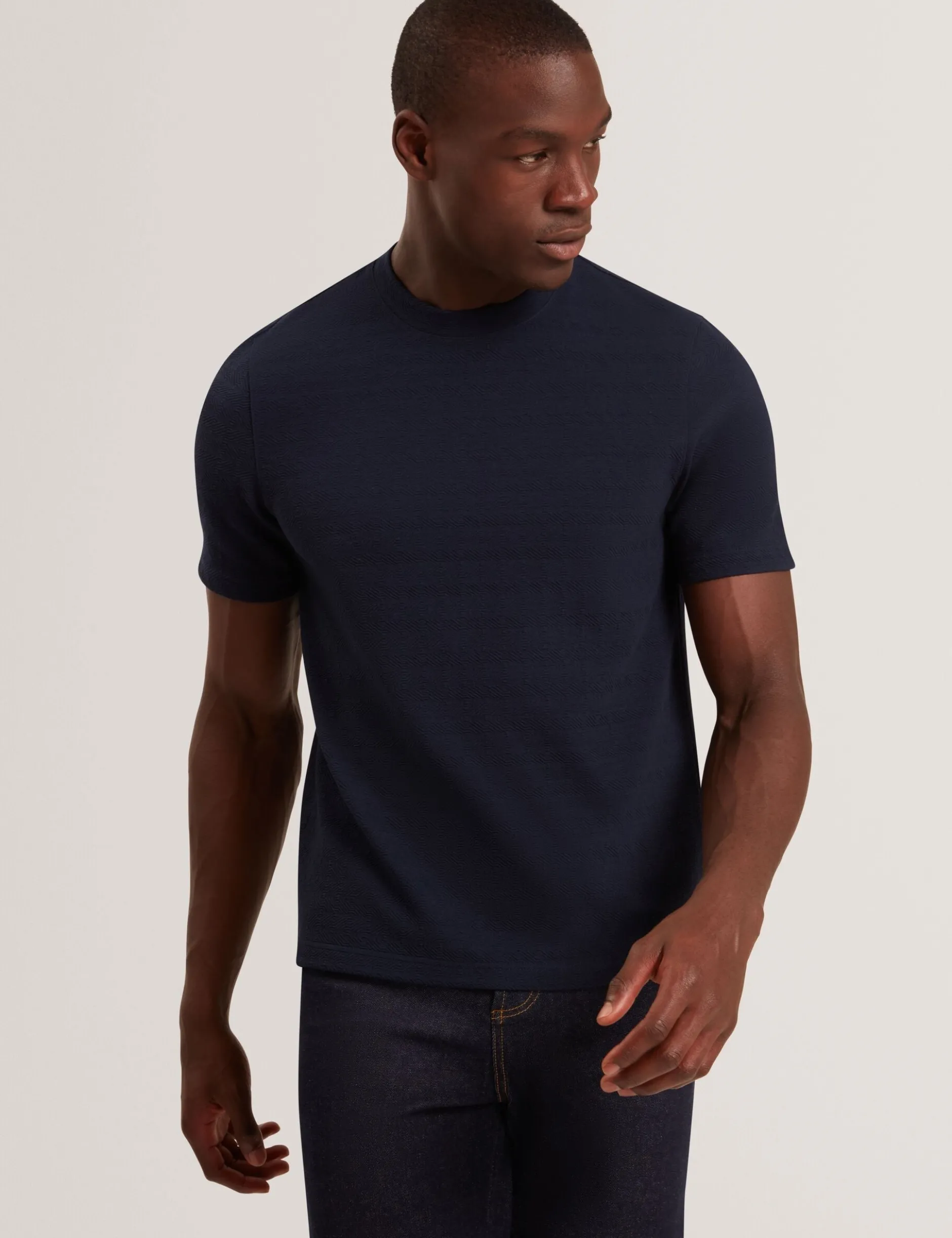 Embossed Texture Crew Neck T-Shirt
