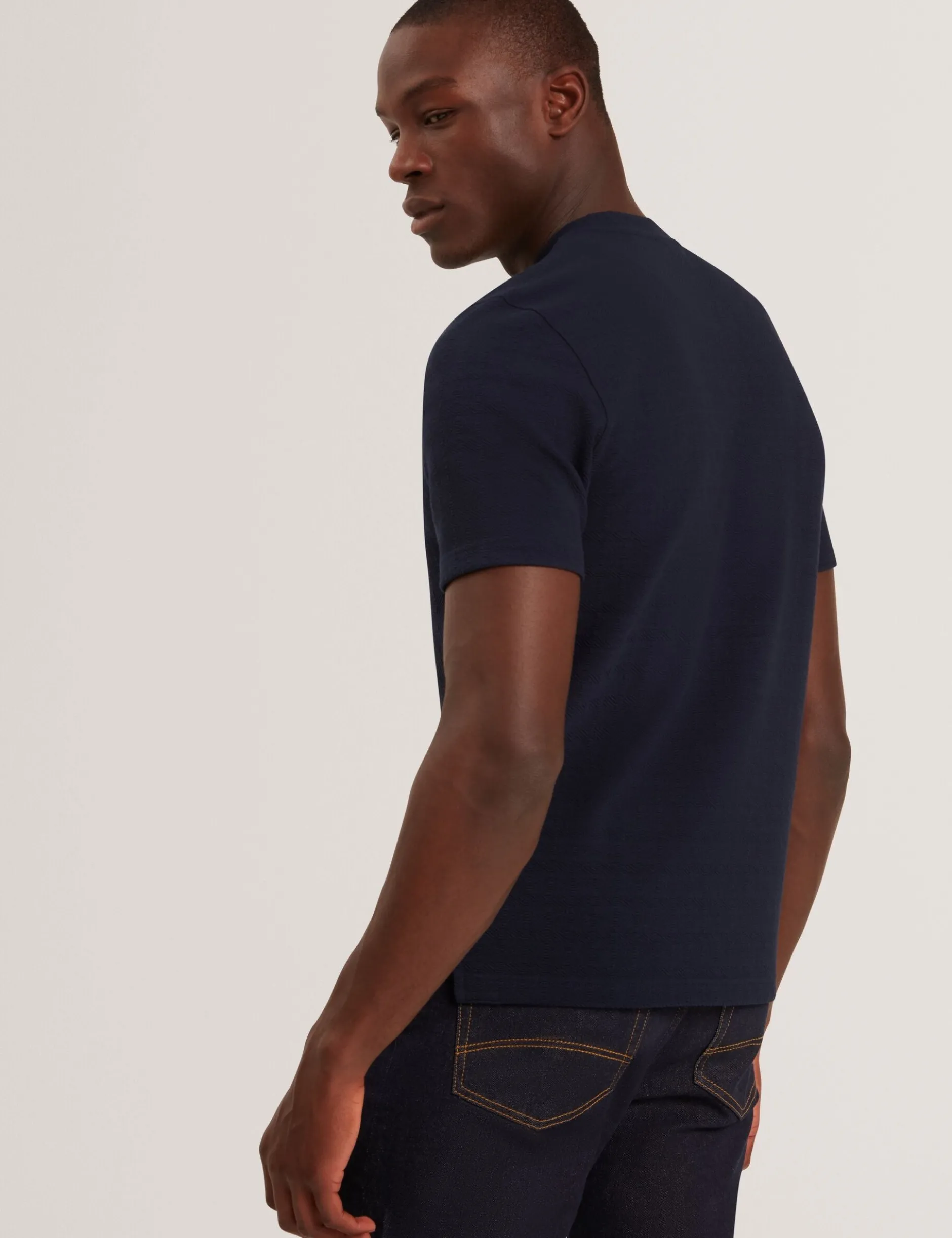 Embossed Texture Crew Neck T-Shirt