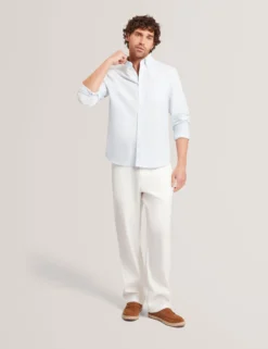 Embroidered Detail Relaxed Pinstripe Shirt