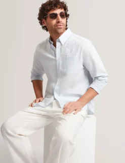Embroidered Detail Relaxed Pinstripe Shirt
