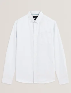 Embroidered Detail Relaxed Pinstripe Shirt