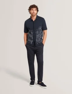 Embroidered Floral Pure Cotton Knit Shirt