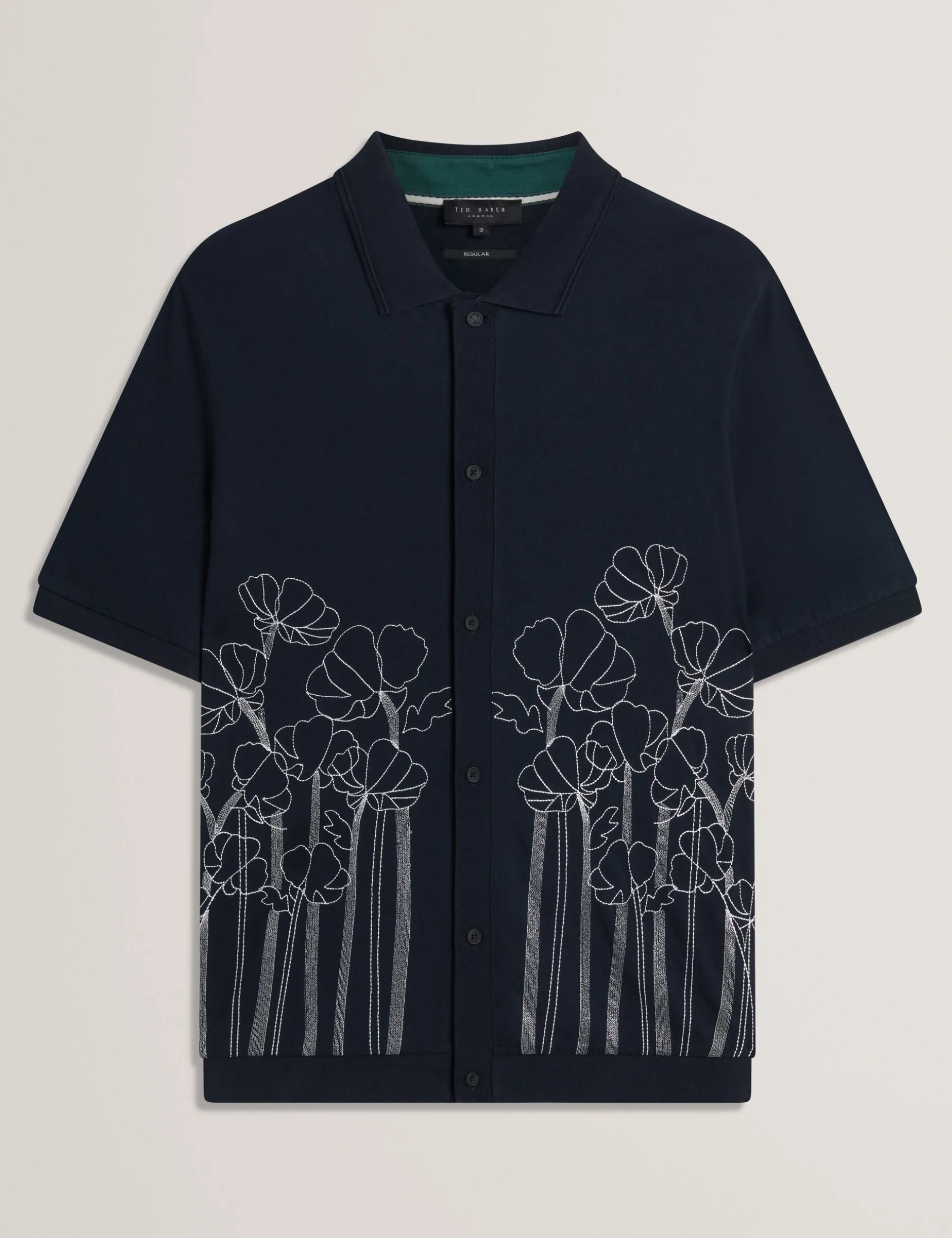 Embroidered Floral Pure Cotton Knit Shirt