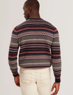 Fair Isle Crew Neck Wool Sweater